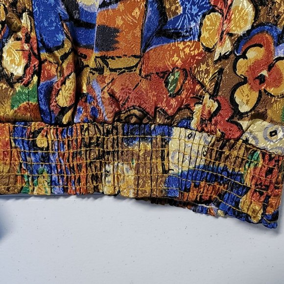 VTG Women's Alli Petites Of Cali Size 14 Golden Floral Button Down Top Jacket - Picture 10 of 12